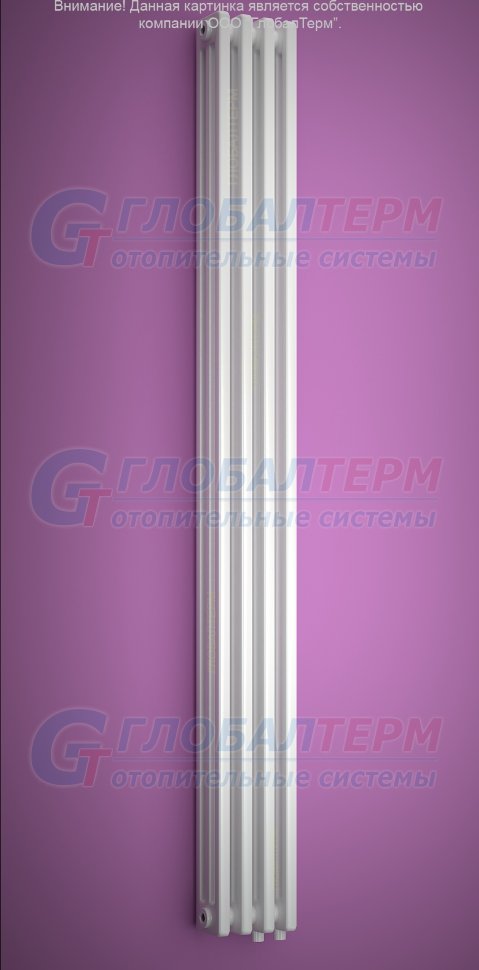 Вертикальный стальной трубчатый радиатор Purmo Delta LaserVent 3180 / 4 секции, нижнее подключение (VLO), с вентилем
