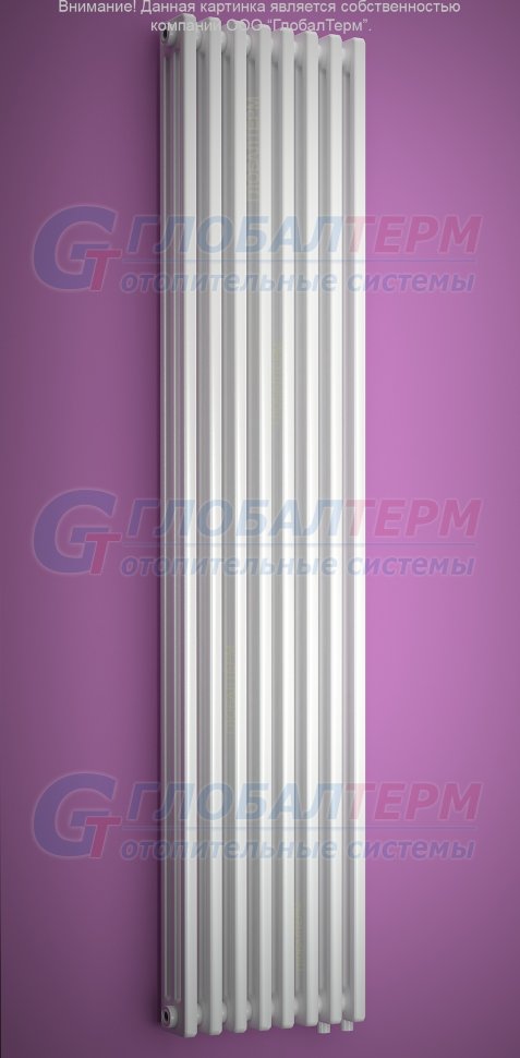 Вертикальный стальной трубчатый радиатор Purmo Delta LaserVent 3180 / 8 секций, нижнее подключение (VLO), с вентилем