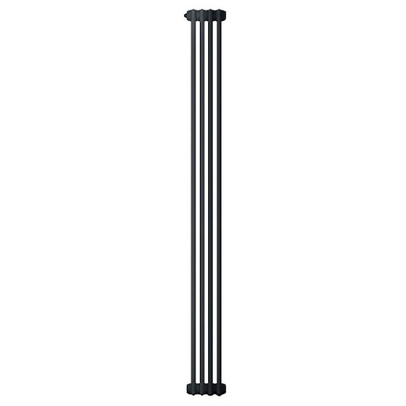 Вертикальный радиатор стальной трубчатый Zehnder Charleston 2180 / 4 секции, чёрный матовый (RAL 9005), боковое подключение
