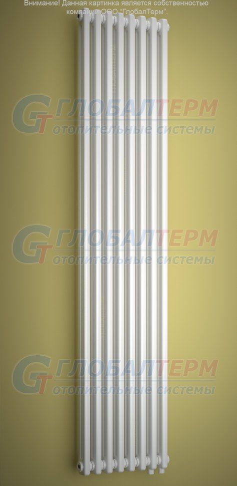 Вертикальный радиатор стальной трубчатый Purmo Delta LaserVent 2180 / 8 секций, нижнее подключение (VLO), с вентилем