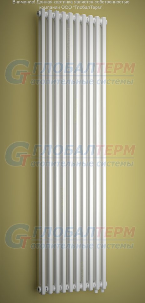 Вертикальный радиатор стальной трубчатый Purmo Delta Laserline 2180 / 10 секций, нижнее подключение (VL), без вентиля
