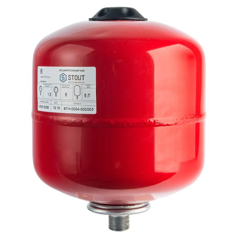 Расширительный бак Stout для отопления 5 литров (цвет красный)