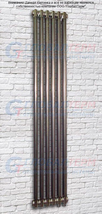 Вертикальный радиатор стальной трубчатый Purmo Delta Laserline 2180 / 8 секций, нижнее подключение (VL), без вентиля, цвет Technoline