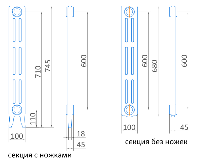 Радиатор чугунный Exemet Modern 745/600 - 6 секций