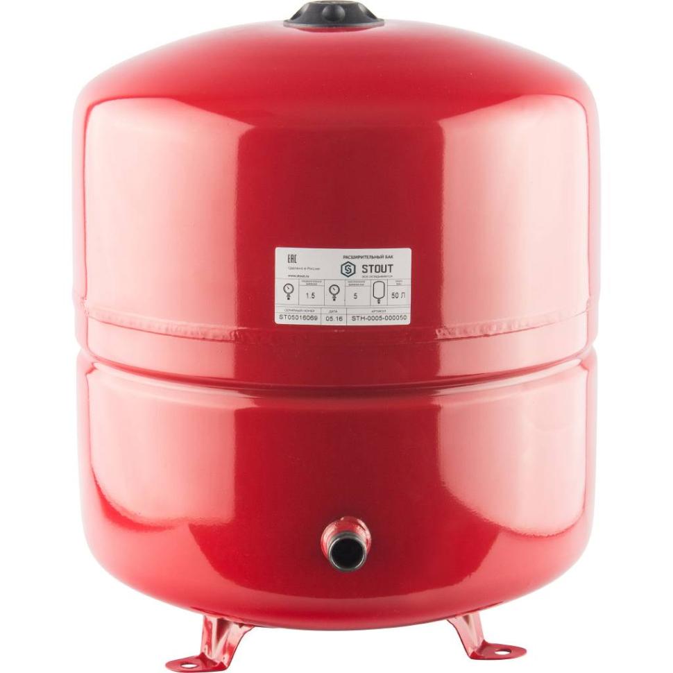 Расширительный бак Stout для отопления 50 литров с боковым патрубком (цвет красный)