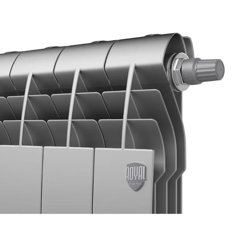 Радиатор биметаллический RoyalThermo BiLiner 500 VR / Silver Satin (серебристый) - 8 секций