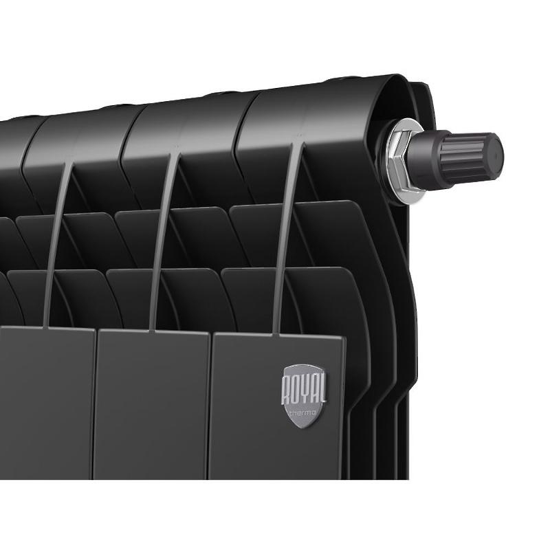 Радиатор биметаллический RoyalThermo BiLiner 500 VR / Noir Sable (черный) - 6 секций
