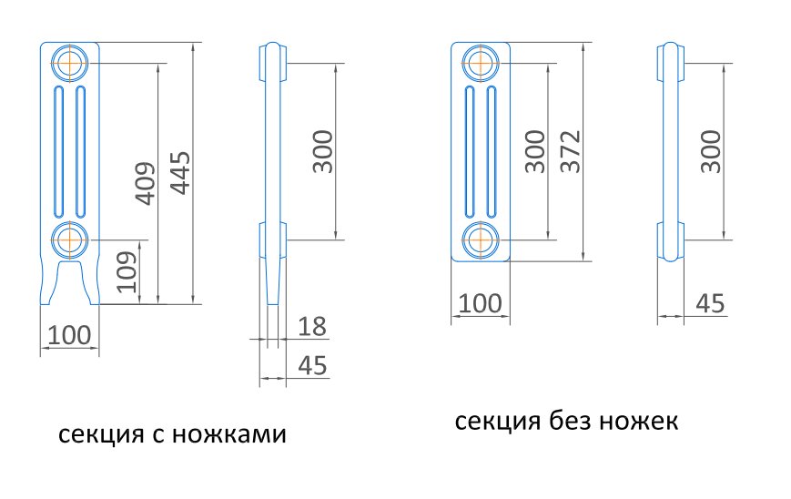 Радиатор чугунный Exemet Modern 445/300 - 18 секций