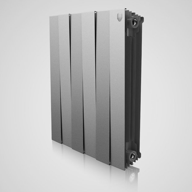 Радиатор биметаллический RoyalThermo PianoForte 500 / Silver Satin (серебристый) - 10 секций