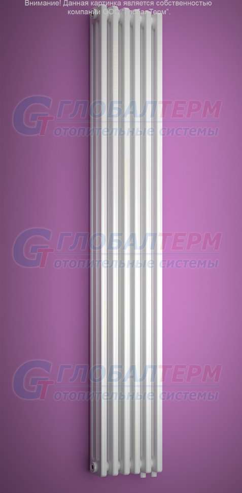 Вертикальный стальной трубчатый радиатор Purmo Delta LaserVent 3180 / 6 секций, нижнее подключение (VLO), с вентилем