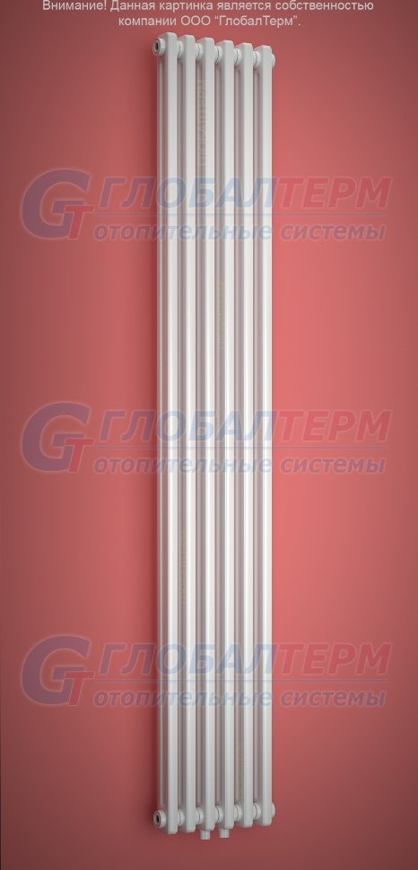 Вертикальный радиатор стальной трубчатый Purmo Delta Laserline 2180 / 6 секций, нижнее центральное подключение (ML), без вентиля