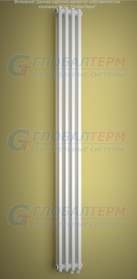 Вертикальный радиатор стальной трубчатый Purmo Delta LaserVent 2180 / 4 секции, нижнее подключение (VLO), с вентилем