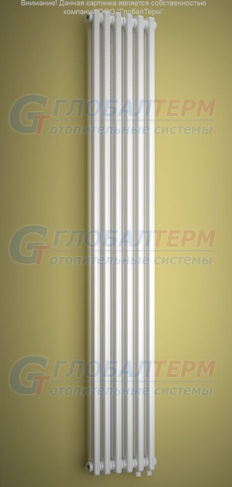 Вертикальный радиатор стальной трубчатый Purmo Delta LaserVent 2180 / 6 секций, нижнее подключение (VLO), с вентилем