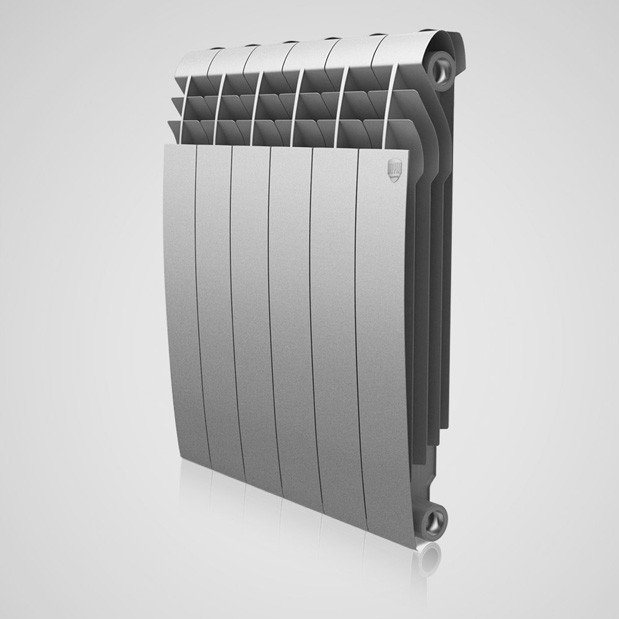 Радиатор биметаллический RoyalThermo BiLiner 500 / Silver Satin (серебристый) - 6 секций