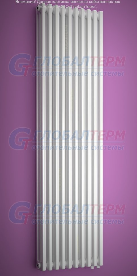 Вертикальный стальной трубчатый радиатор Purmo Delta LaserVent 3180 / 10 секций, нижнее подключение (VLO), с вентилем