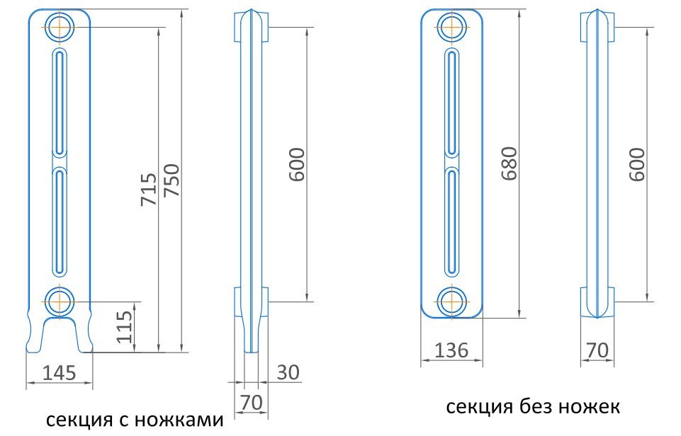 Радиатор чугунный Exemet Venera 750/600 - 4 секции