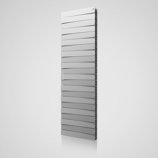 Радиатор биметаллический RoyalThermo PianoForte Tower / Silver Satin (серебристый) - 18 секций + Комплект креплений
