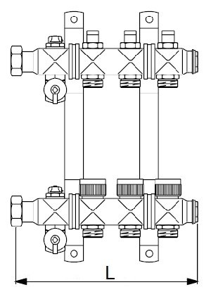 Коллектор Oventrop на 5 контуров с клапанами
