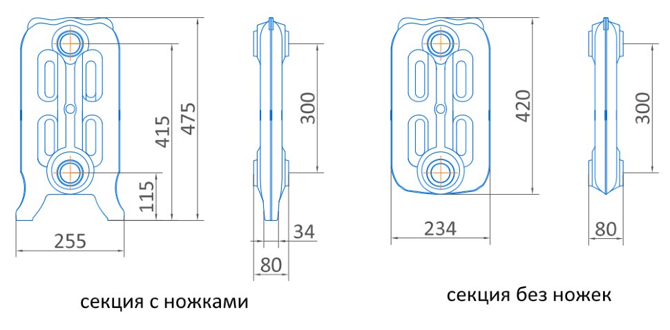 Радиатор чугунный Exemet Mirabella 475/300 - 4 секции